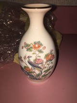 Antique Peacock Floral Flower Vase Wedgwood Bone China-RARE VINTAGE-SHIP N 24HRS - £60.75 GBP
