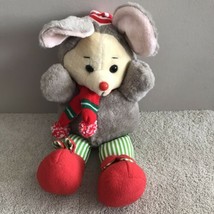 Dan Dee 22&quot; Gray Christmas Mouse Plush 1986 Vintage Kmart  - £18.10 GBP