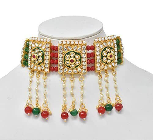 Indian Ethnic Bollywood Gold Plated Kundan Fashion Bridal Jewelry Necklace Set - $30.67