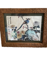 Vintage Japanese Painting Signed and Framed in Beautiful Carved Frame 26" x 21" - $189.99