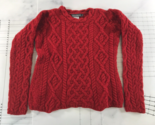 Irelandseye Cable Knit Sweater Womens Medium Red Merino Wool Aran Fisher... - $37.09