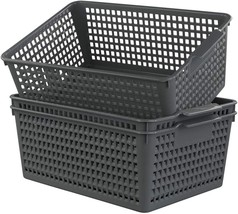 Ggbin Plastic Basket For Organizing, Grey Basket Bins,, Set Of 3 - £27.16 GBP