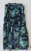 Stooshy Hi/low Skirt Green &amp; Blue Floral Print Women&#39;s JR Sz L NWT MSRP$40 - $18.01