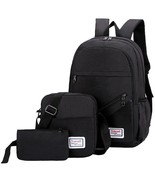 Men&#39;s 3 Sets Leisure Business Rucksack Backpack Teenagers Schoolbags Tra... - £37.65 GBP