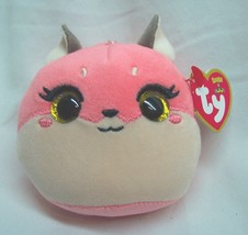 TY Squish a Boos ROUND ROXIE THE PINK FOX 3&quot; Plush STUFFED ANIMAL Toy NE... - $14.85
