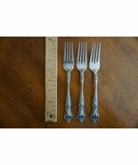 Lot 3x Rogers Co Precious Rose Stainless Floral Dinner Forks Flatware 7.6&quot; - $23.84 CAD