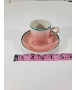 China Tea Cup and Saucer Homer Laughlin Pink with Green Rim, White Insid... - $20.56 CAD