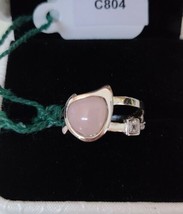 Natural Pink Opal and Topaz 925 Sterling Silver Ring Size 6.5 - £17.54 GBP