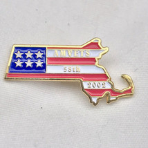 AMVETS  Massachusetts State Shape Pin Gold Tone Enamel USA Veteran 2002 - $9.95