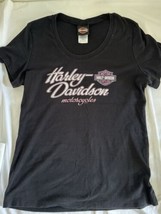 Women Harley Davidson Motorcycle T-Shirt San Diego CA Scoop Neck Blk/Purple - $14.80