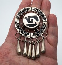 Hand Made Silver Brooch Mayan Design Made in Mexico - £63.26 GBP