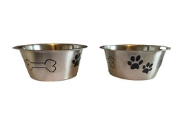 Set of 2 Dog Cat Pet Bowl Dish Metal STAINLESS STEEL New Medium Good For... - $6.91