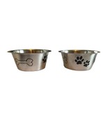 Set of 2 Dog Cat Pet Bowl Dish Metal STAINLESS STEEL New Medium Good For... - $6.91