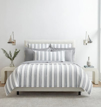 Sferra Mara Slate King Duvet Cabana Stripe Cotton Sateen Jacquard Italy NEW - £291.44 GBP