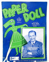 Paper Doll Sheet Music 1957 Piano Voice Banjo Ukulele Guitar Black Bing Crosby C - £10.19 GBP