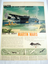 1944 Color Ad Martin Aircraft Ad World War II The Mighty Martin Mars - £7.80 GBP