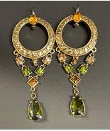 Vintage Monet Signed Pierced Earrings Dangle Drop Rhinestones - $213.82 MXN