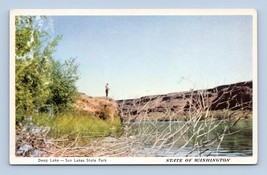 Deep Lake Sun Lakes State Park Coulee  Washington WA UNP Chrome Postcard G16 - £2.33 GBP