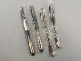 Lot of 4 Dessert Forks and Knives Christofle France Silverplate VENDOME unused - £180.11 GBP
