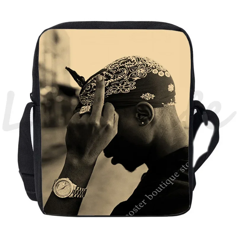 Hip Hop Rapper 2Pac Tupac Shoulder Bags Teens Handbag Men&#39;s Messenger Ba... - £22.16 GBP