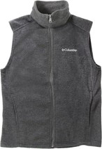 Columbia Mountain Fleece Charcoal Gray Polyester Full Zip Embroidered Ve... - $38.55