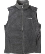 Columbia Mountain Fleece Charcoal Gray Polyester Full Zip Embroidered Ve... - £30.13 GBP