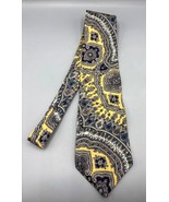 Vintage Resilio Yellow &amp; Blue Paisley 100% Silk Necktie - $128.42 MXN