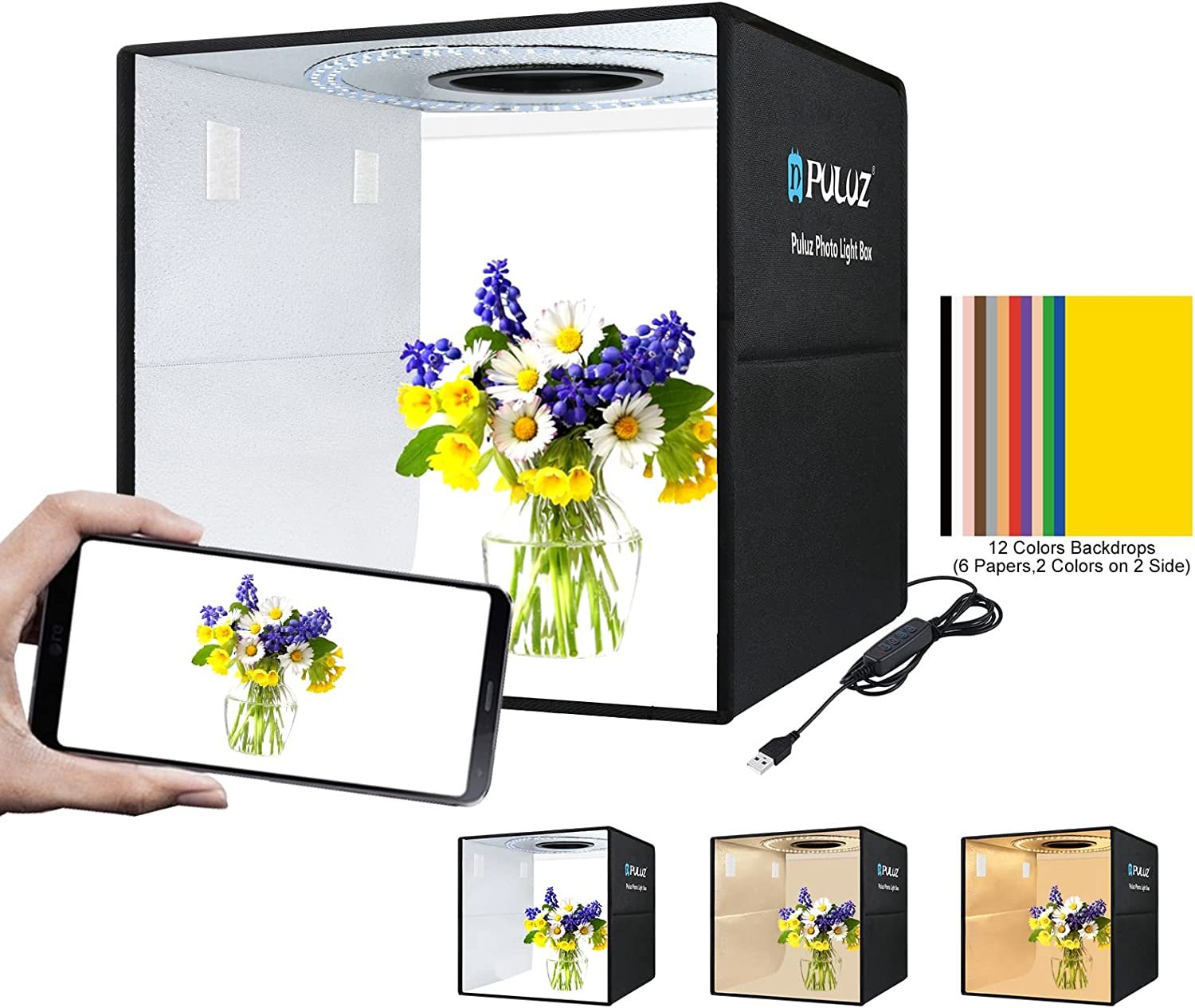 Improved Puluz Photo Studio Light Box 16"/40Cm Portable Foldable Photo Light Lighting Kits