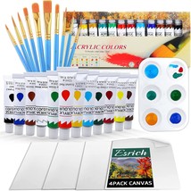 Acrylic Painting Set with 1 Packs 10 PCS Hair Brushes 12 Color Tubes 12ml 0.4 oz - £19.82 GBP