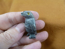 (Y-PEN-35) gray white PENGUIN carving SOAPSTONE PERU FIGURINE stone snow... - $8.59