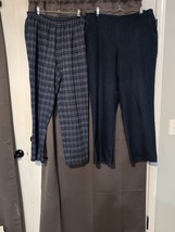 Alfred Dunner Women’s Pants 16 XL Elastic Waist Denim Plaid Blue Lot Of 2 # - $11.88