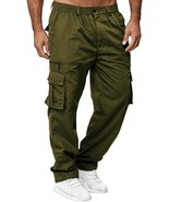 Mens Cargo Pants Casual Cotton Jogger Multi Pockets Outdoor Hiking Work - £31.38 GBP