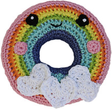 Knit Knacks Rainbow Donut Organic Cotton Small Dog Toy - $30.99