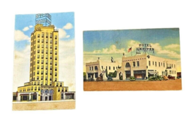 2 Postcards Texas Kyle Hotel Temple Hotel Capitan Van Horn Linen Defense Stamp - £3.88 GBP