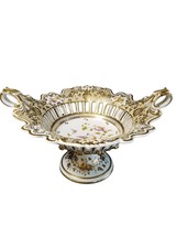 c1830 John Ridgway Porcelain Reticulated Basket Centerpiece Compote Hand Painted - $1,389.96