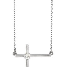 Authenticity Guarantee 
1/10 CTW Diamond Sideways Cross Adjustable Necklace 1... - £534.76 GBP