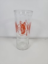 MidCentury Anchor Hocking 12 oz Tumbler Orange Graphics Fish &amp; Hook RETRO - $9.49