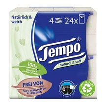 Tempo Natural &amp; Soft Handkerchiefs Pack of 24 packets- FREE SHIPPING - £15.56 GBP