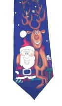 Hallmark Christmas Santa Reindeer Holiday Tie 58&quot; Black Graphic Polyeste... - £6.67 GBP