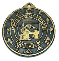 Vintage Brass Medal Medallion Sports Physical Activities - Fort Lewis, WA 2 1/2&quot; - £12.33 GBP