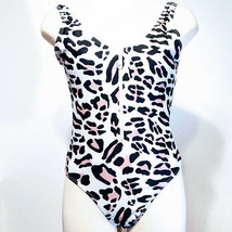 Leopard Women Small Sexy Zipper Front Low Back High Cut One Piece Swimsuit - £7.66 GBP