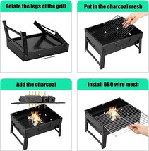 Folding Portable Barbecue Charcoal Grill for Outdoor Cooking Camping Picnics NEW - £22.67 GBP