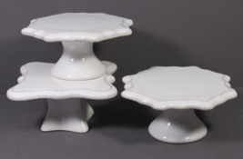 3 Ceramic White Risers Stands Display Staging BIANCA Never Used 4&quot; x 2&quot; - £12.60 GBP