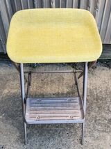 VTG Samsonite Folding MCM Metal Yellow Seat Step Stool Chair Retro Fiber... - $99.99
