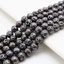 Wholesale Hematite Plated Lava Round Beads, 4mm/6mm/8mm/10mm/12mm Black - £3.94 GBP+