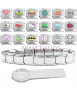 Italian Charm Starter Bracelet and Tool and 18 Value Charms - Jewelry Gi... - $16.71