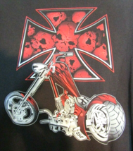 BON Biker Or Not Black TShirt Size XL 23&quot; Wide Red Bike Red Skulls Costu... - £6.34 GBP