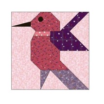 Hummingbird Paper Piecing Quilt Block Pattern  062 A - $2.75