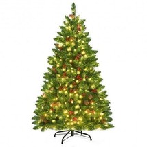 4.5 Feet Pre-lit Hinged Christmas Tree with 300 LED Lights - Color: Green - Size - $132.00