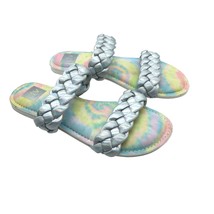 Dolce Vita Girls Careena Sandals Slides Braided Iridescent Silver Colorful 4 - £11.65 GBP